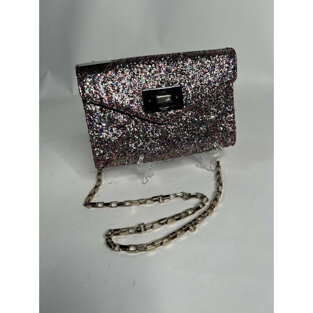 Kate Spade New York Womens Sonia Crossbody Bag Multicolor Flap Chain Glitter S